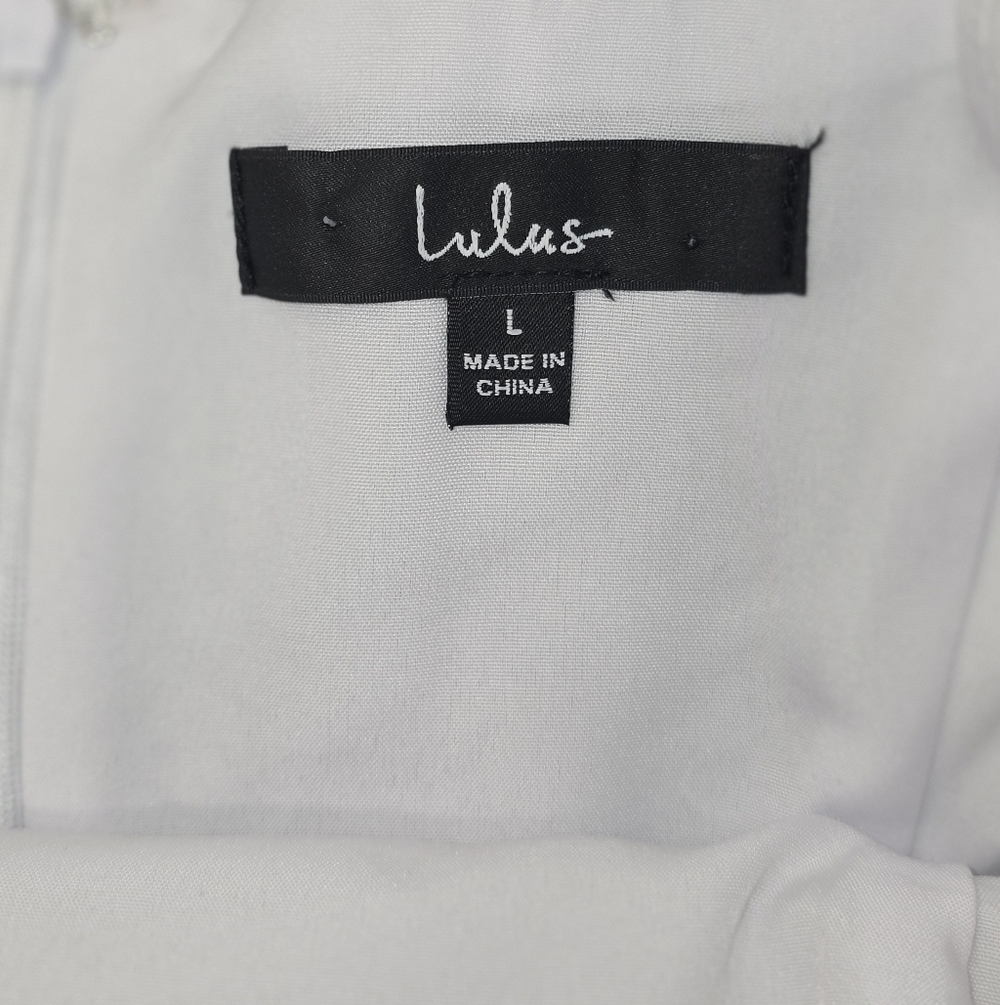 Lulu's White Textured Cutout Mini Dress. Size L. EUC - Picture 2 of 9